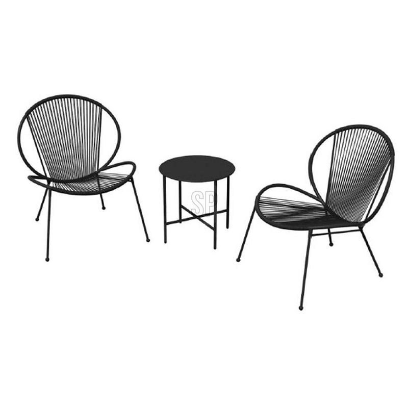Foto van Relaxwonen - tuinset - zwart - tafel + 2 stoelen
