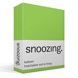 Foto van Snoozing - katoen - extra hoog - hoeslaken - 180x210 - lime