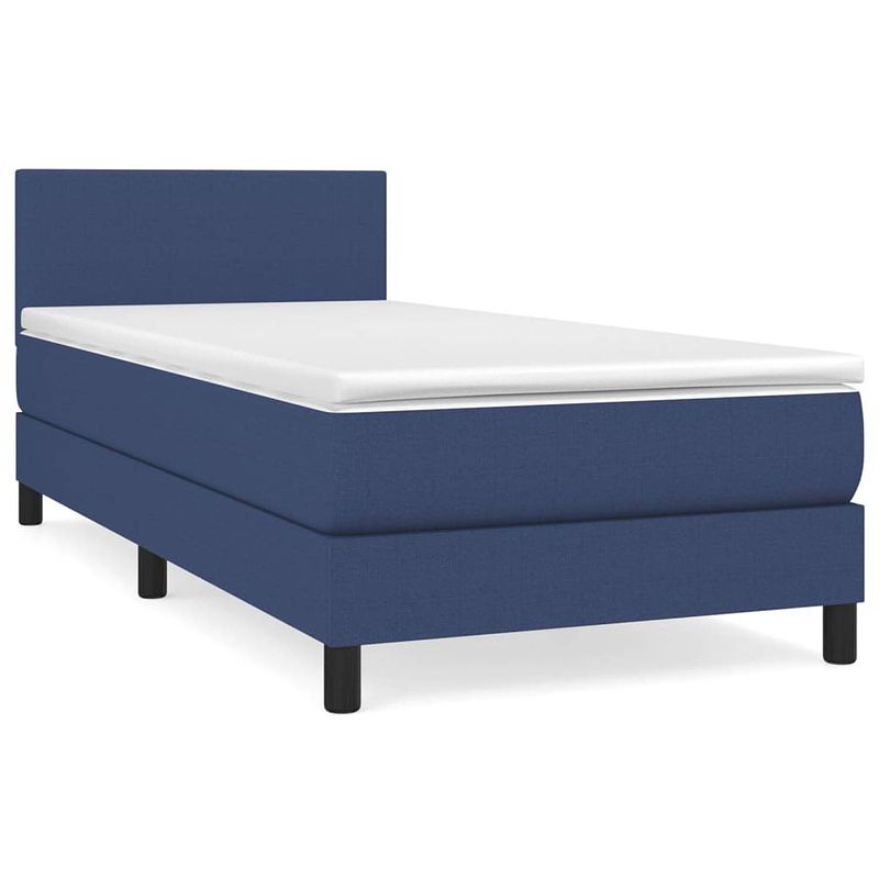 Foto van The living store boxspringbed - pocketvering - blauw - 203 x 90 x 78/88 cm - duurzaam en comfortabel