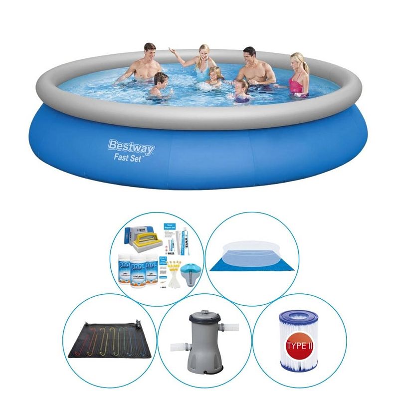 Foto van Bestway fast set rond 457x84 cm - 6-delig - zwembad combi deal