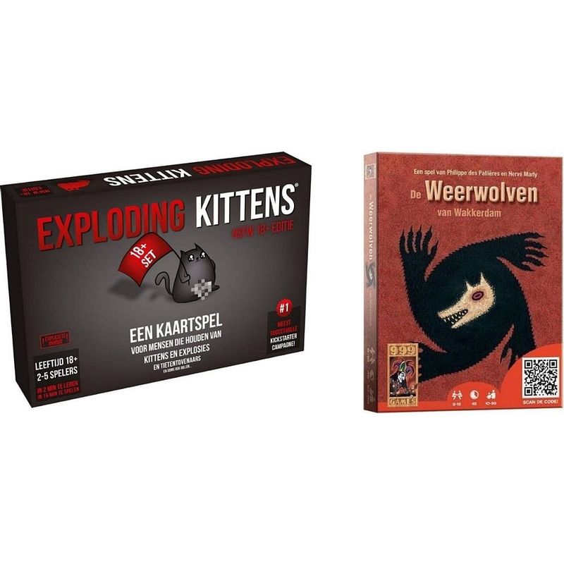 Foto van Spellenbundel - kaartspel - 2 stuks - exploding kittens nsfw (18+) & weerwolven van wakkerdam