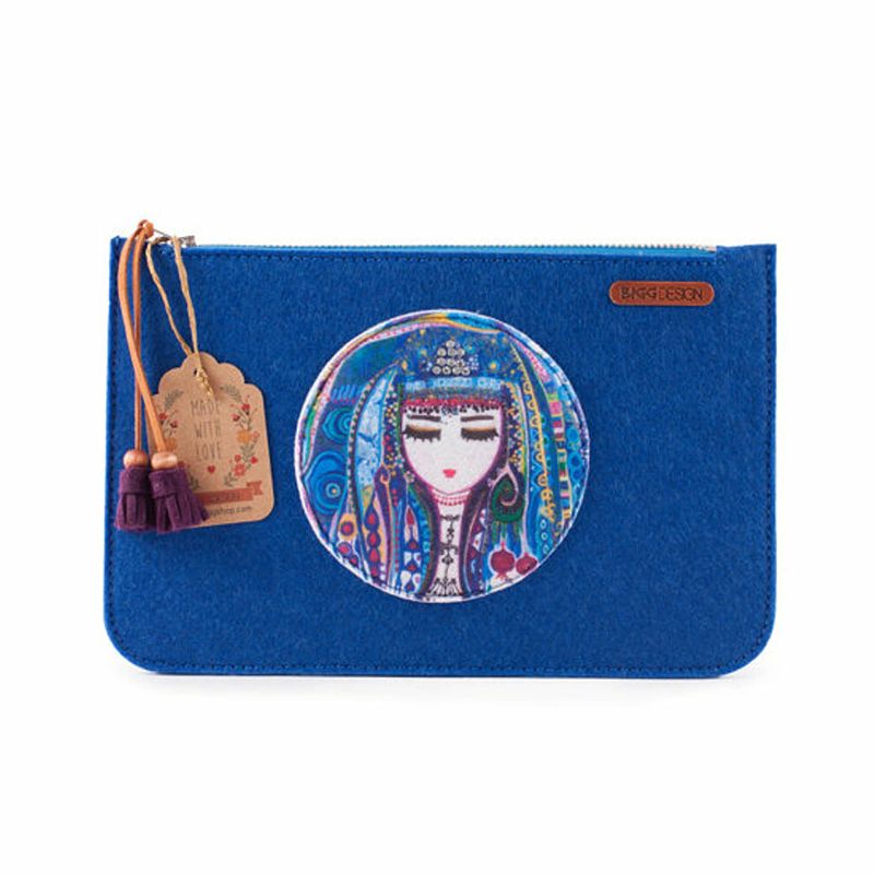 Foto van Biggdesign boze oog clutch dames - handtasje - blauw - 24 cm