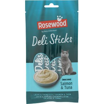 Foto van Pet'ss unlimited kattensnack delisticks zalm & tonijn 5x15 gram bij jumbo