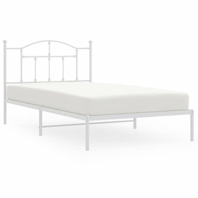 Foto van Vidaxl bedframe met hoofdbord metaal wit 107x203 cm