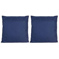 Foto van Set van 2x stuks bank/sier kussens voor binnen en buiten in de kleur donkerblauw 45 x 45 cm tuinkuss - sierkussens