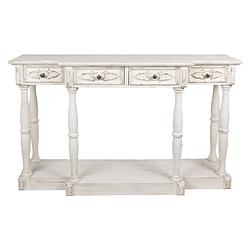 Foto van Clayre & eef sidetable 142*42*85 cm wit hout rechthoek wandtafel haltafel console tafel wit wandtafel haltafel