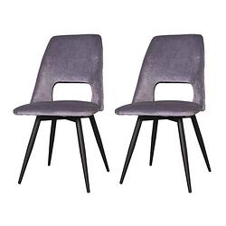 Foto van Set van 2 eetkamerstoelen draaibaar mila velvet grijs