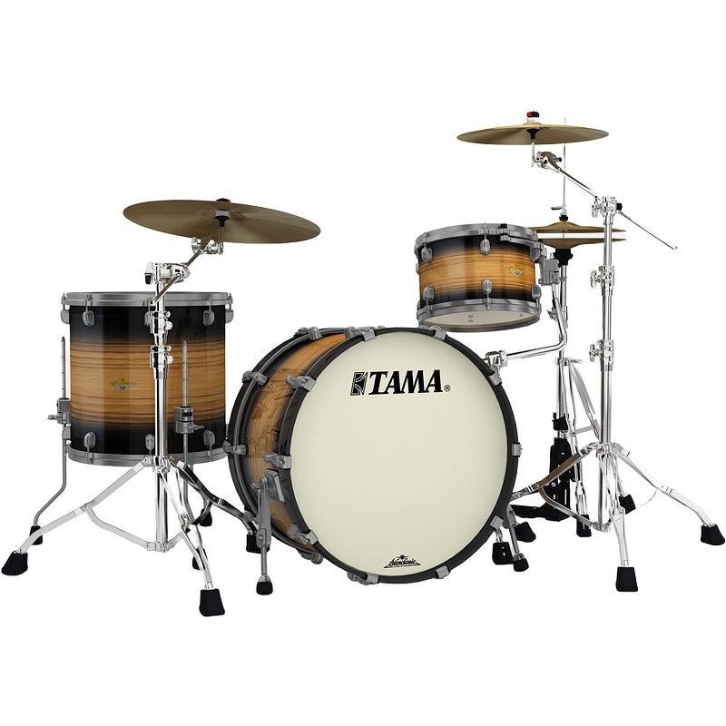 Foto van Tama me32czus-lnwb starclassic maple natural pacific walnut burst 3d. shellset smoked black nickel