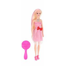 Foto van Toi-toys tienerpop lauren lang haar met roze pluk 29 cm