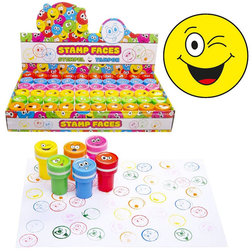 Foto van Decopatent® uitdeelcadeaus 60 stuks vrolijke smiley stempels -