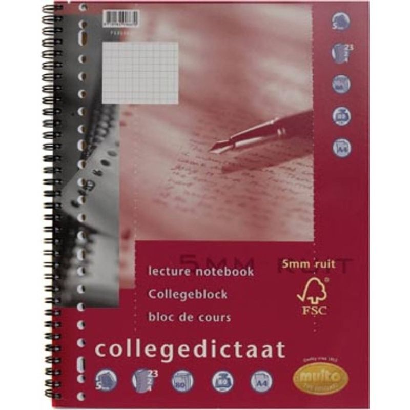 Foto van Multo collegedictaat ft a4, geruit 5 mm, 23-gaatsperforatie