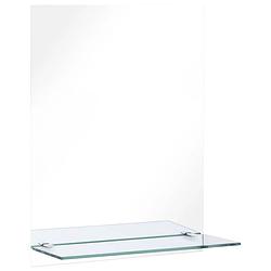 Foto van The living store wandspiegel minimalistisch gehard glas - 50 x 70 cm - met schap