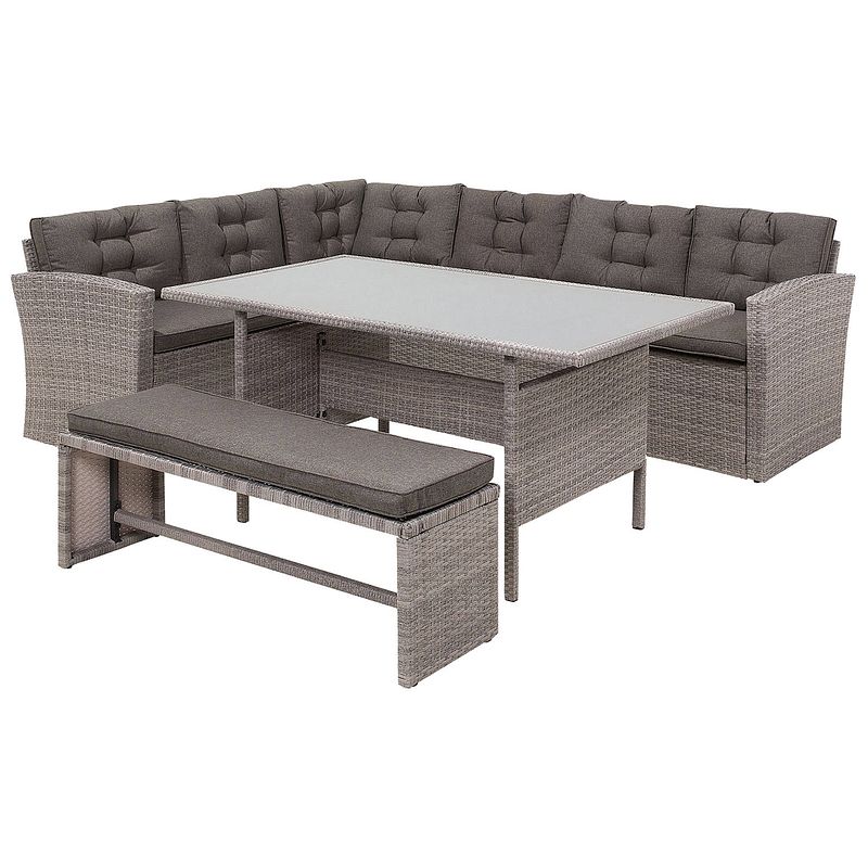 Foto van Beliani viterbo loungeset grijs wicker 234x177x74