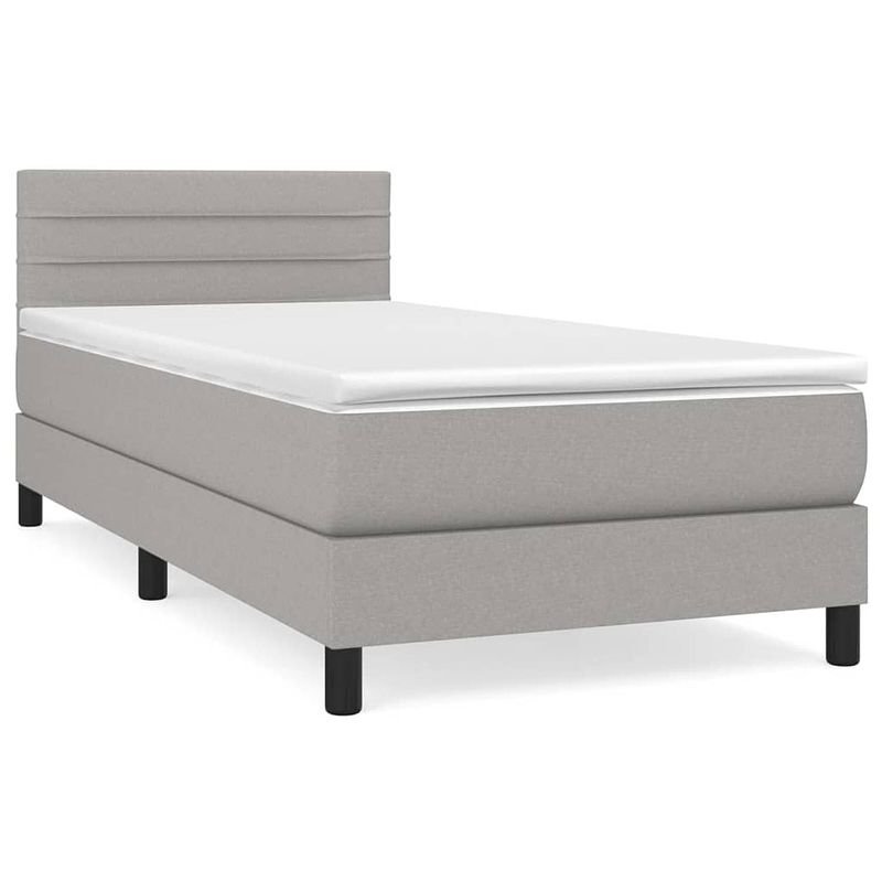 Foto van The living store boxspringbed - the living store - bed - 90 x 200 x 78/88 cm - lichtgrijs - pocketvering matras - the