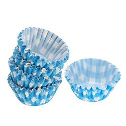 Foto van 90x mini muffin en cupcake vormpjes blauw papier 4 x 4 x 2 cm - muffinvormen / cupcakevormen