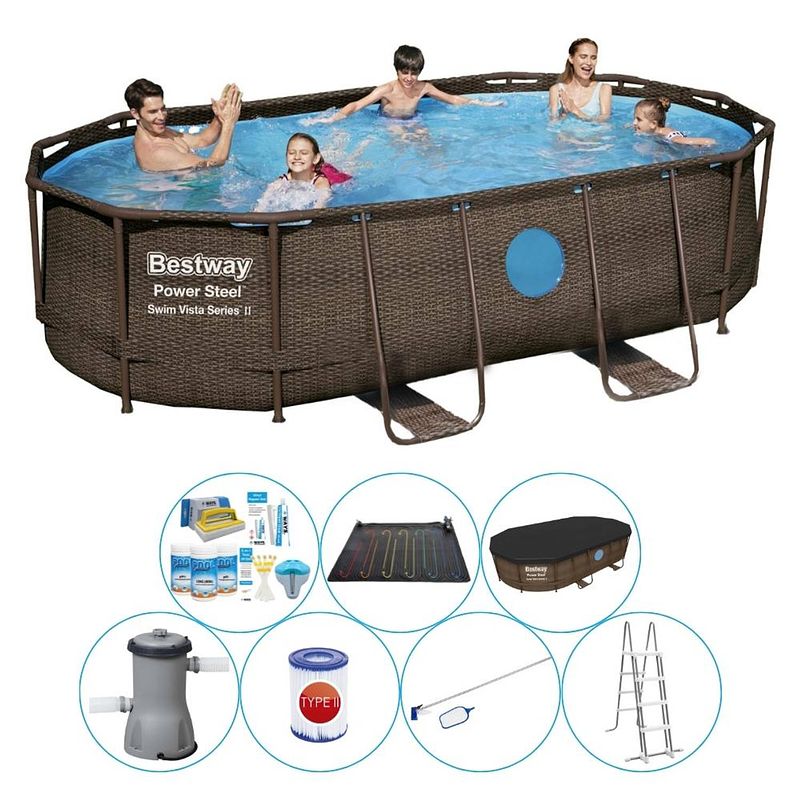 Foto van Bestway power steel swim vista ovaal 427x250x100 cm - zwembad deal