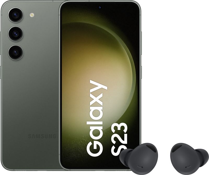 Foto van Samsung galaxy s23 128gb groen + samsung galaxy buds 2 pro zwart