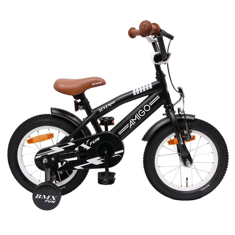 Foto van Amigo jongensfiets bmx fun 14 inch 21 cm jongens terugtraprem matzwart