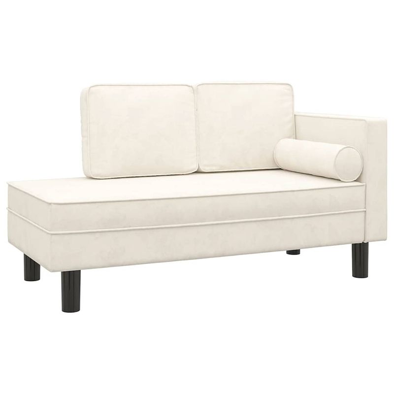 Foto van Vidaxl chaise longue met kussens en bolster fluweel crèmekleurig