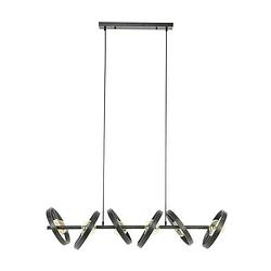 Foto van Giga meubel - hanglamp zwart metaal - 6-lichts - 6 kg - 42x120x150cm