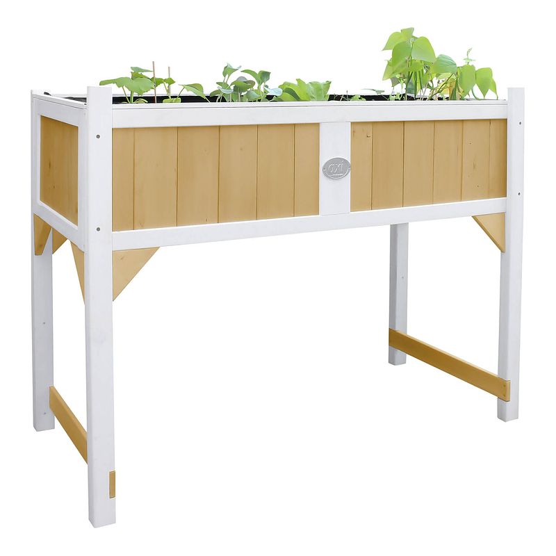 Foto van Axi kweektafel van hout met gronddoek moestuintafel / moestuinbak voor buiten / tuin / balkon / terras / kas