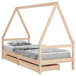 Foto van Vidaxl kinderbedframe met lades 80x200 cm massief grenenhout