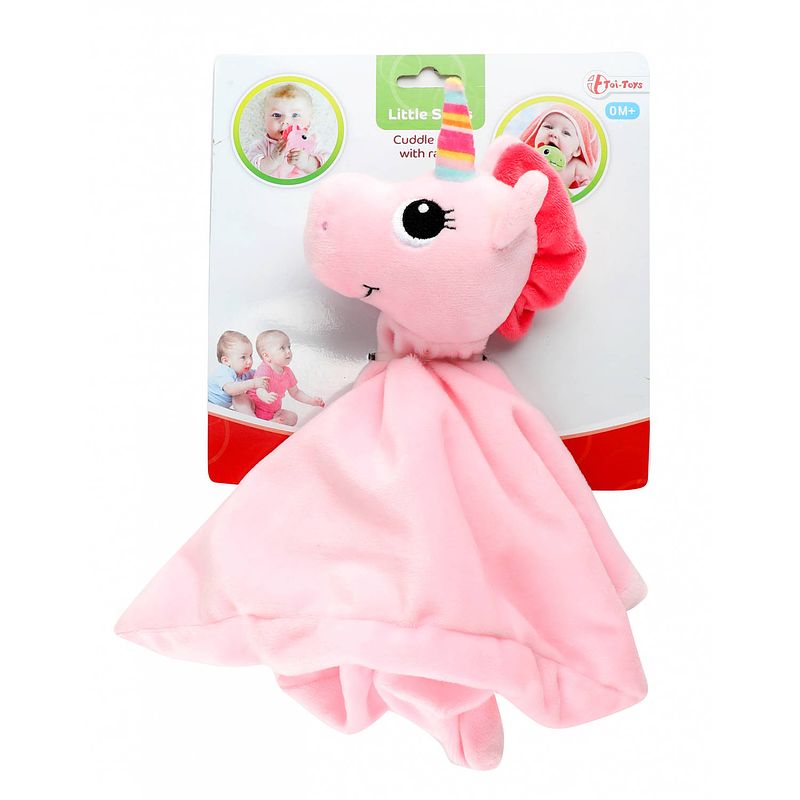 Foto van Toi-toys knuffeldoekje eenhoorn meisjes 30 cm pluche roze