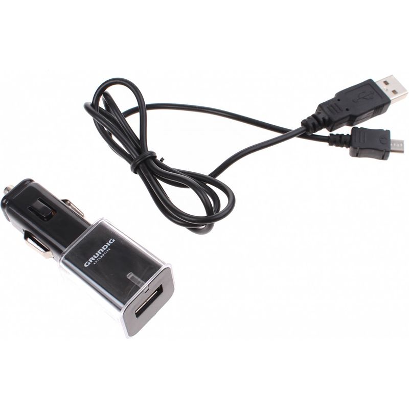 Foto van Grundig autolader mini-usb 12/24 volt 1 ampère zwart