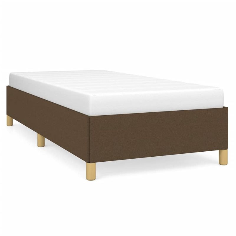 Foto van The living store bedframe donkerbruin stof - 203x103x35 cm - geschikt voor 100x200 cm matras (matras niet inbegrepen)