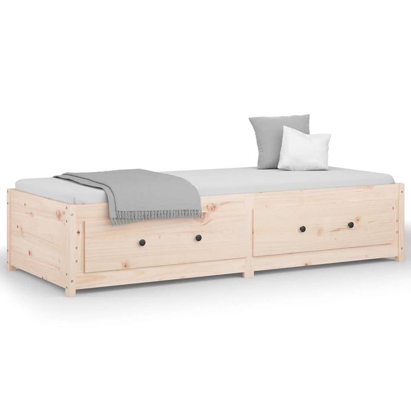 Foto van The living store houten bed grenenhout - slaapbank 90x190cm - opbergfunctie