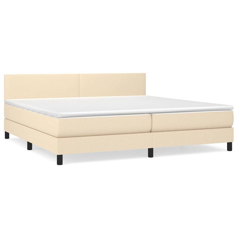 Foto van The living store boxspringbed - - bed - 203 x 200 x 78/88 cm - crème - stof en multiplex - pocketvering matras -