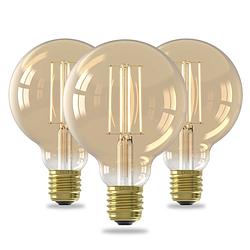 Foto van Calex filament g95 led lamp - 3 stuks - goud - e27 - 4.5w - dimbaar