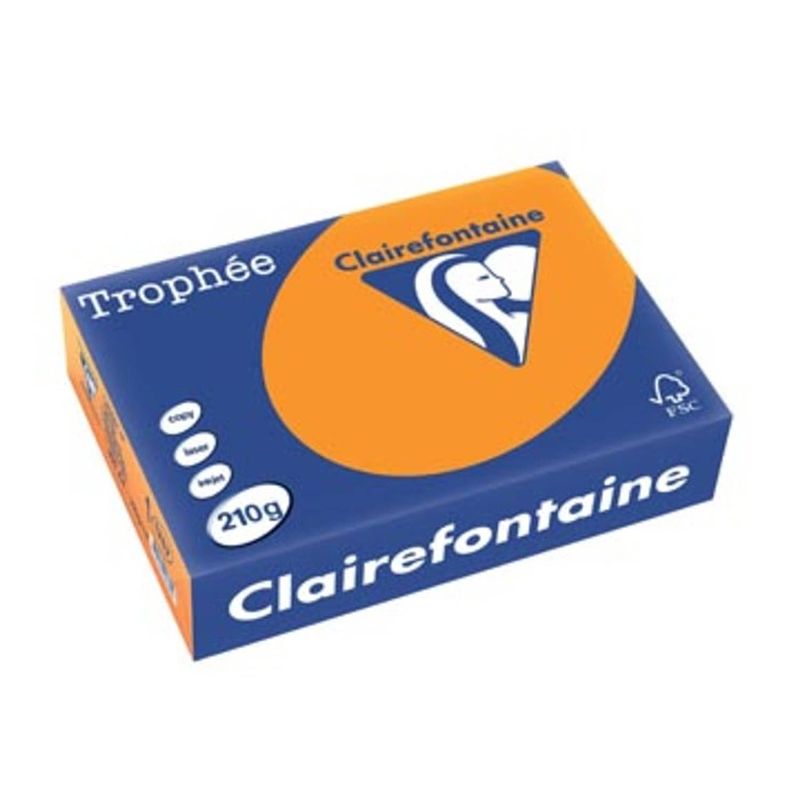 Foto van Clairefontaine trophée intens a4 fel oranje, 210 g, 250 vel