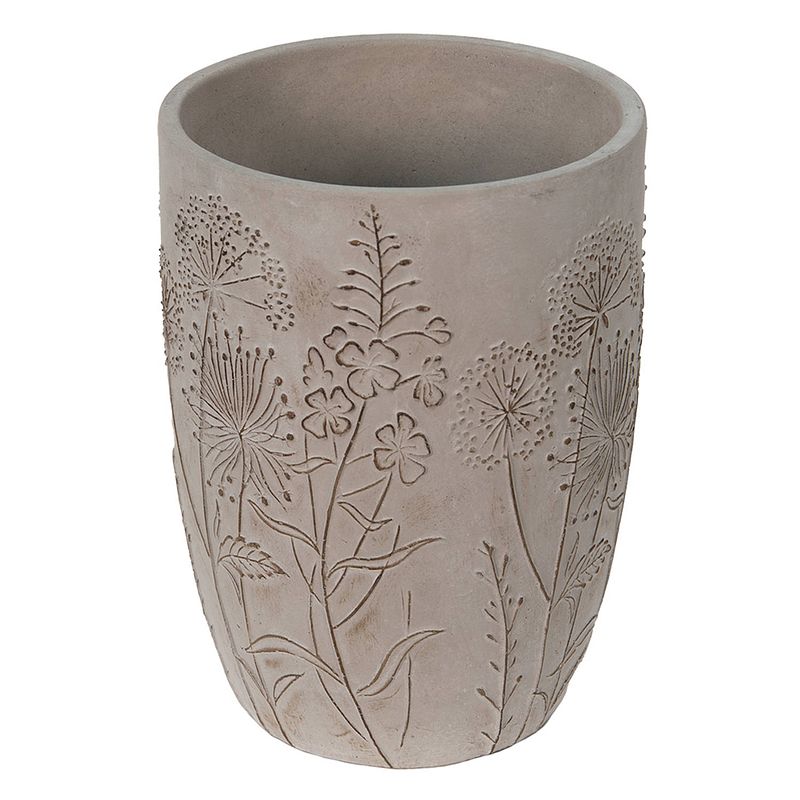 Foto van Clayre & eef bloempot ø 18*25 cm grijs beige steen bloemen bloempot binnen plantenpot plant pot grijs bloempot binnen