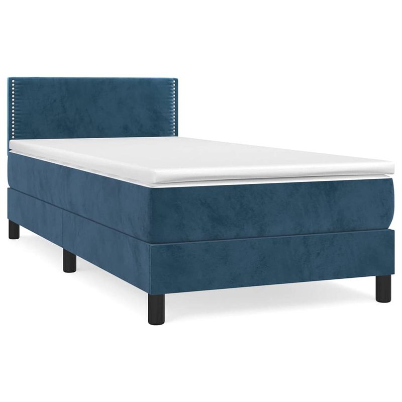 Foto van Vidaxl boxspring met matras fluweel donkerblauw 90x190 cm