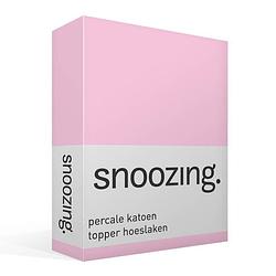 Foto van Snoozing - topper - hoeslaken - 100x220 cm - percale katoen - roze