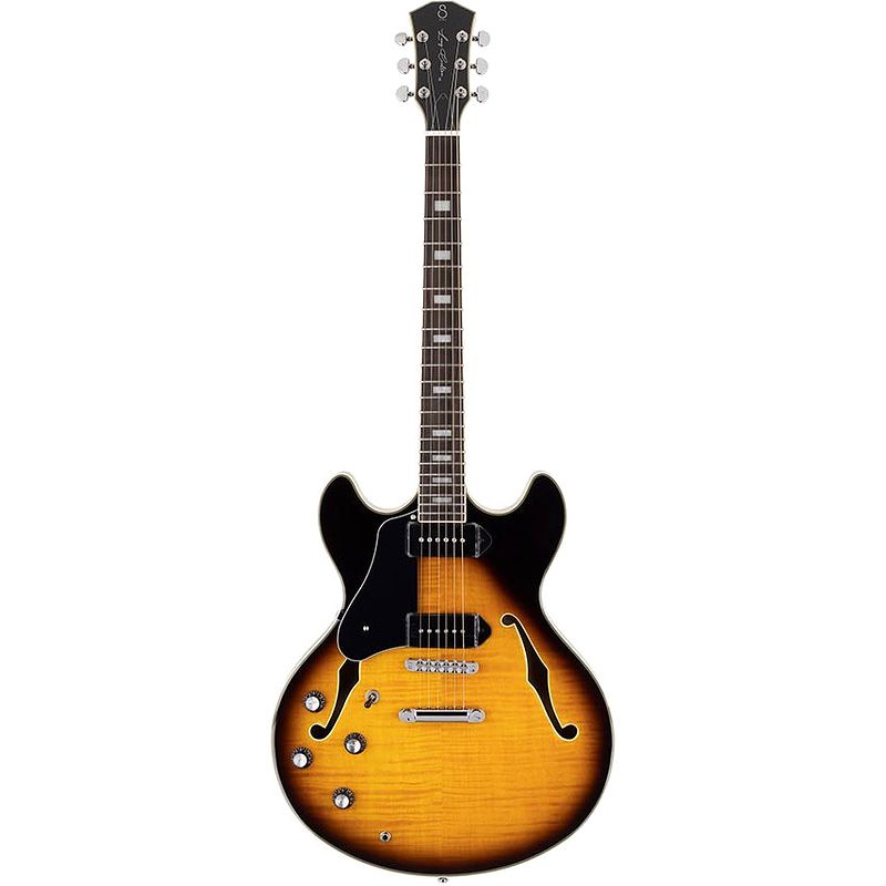 Foto van Sire larry carlton h7vl vintage sunburst linkshandige semi-akoestische gitaar