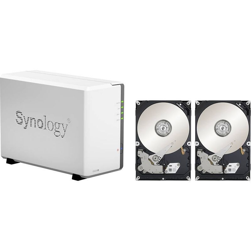 Foto van Synology diskstation ds220j nas-server 16 tb 2 bay voorzien van 2x 8 tb diskstation ds220j