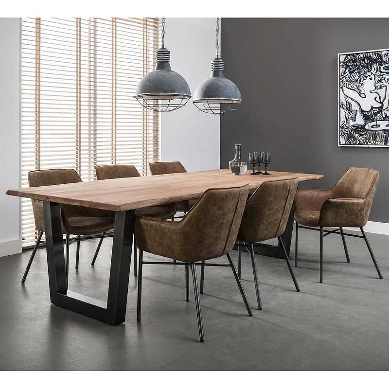 Foto van Hoyz - eetkamertafel - stam - zwart rvs onderstel - 200x100x77