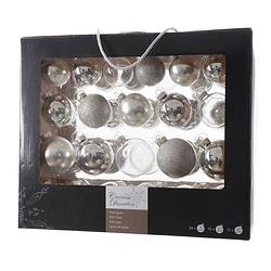 Foto van Kerstbal glas gl-mt-glit-tr/assorted/zilver