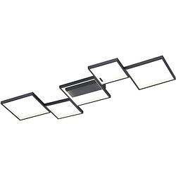Foto van Led plafondlamp - plafondverlichting - trion soranto - 34w - warm wit 3000k - dimbaar - rechthoek - mat zwart -