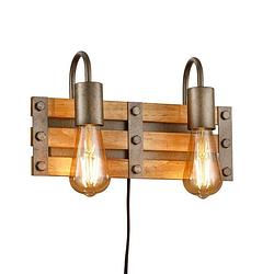 Foto van Trio wandlamp khan 2 lichts hout - mat chroom