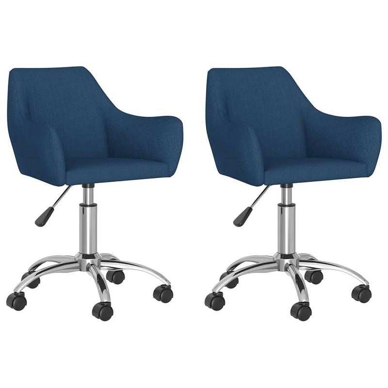 Foto van Vidaxl eetkamerstoelen draaibaar 2 st stof blauw