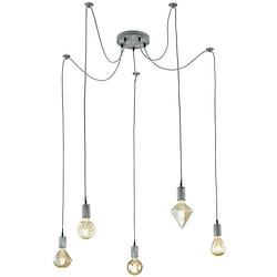 Foto van Trio hanglamp koord 150 cm 5 x e27 staal 60w grijs