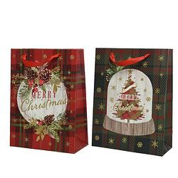 Foto van Decoris - giftbag papier l12b30h42 cm a2 ii kerst