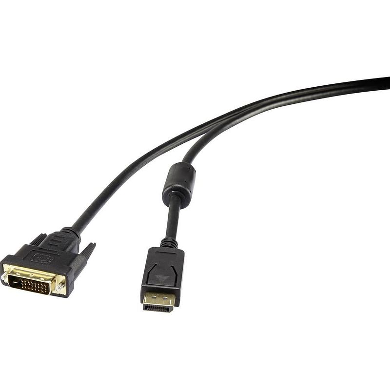 Foto van Renkforce displayport / dvi adapterkabel displayport stekker, dvi-d 24+1-polige stekker 0.50 m zwart rf-3301148 schroefbaar, vergulde steekcontacten, met