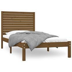 Foto van The living store bedframe grenenhout - 205.5 x 106 x 100 cm - honingbruin