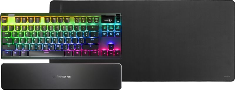 Foto van Steelseries apex pro tkl gaming toetsenbord qwerty + bluebuilt gaming muismat xl