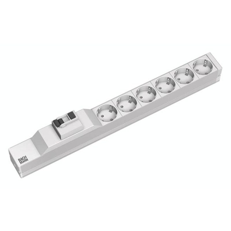 Foto van Bachmann 333.408 19 inch stekkerdoos voor patchkast 1 he apparaatcontactdoos c13 10a zwart, aluminium-zilver