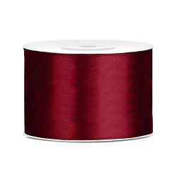 Foto van 1x hobby/decoratie bordeaux rood satijnen sierlinten 5 cm/50 mm x 25 meter - cadeaulinten